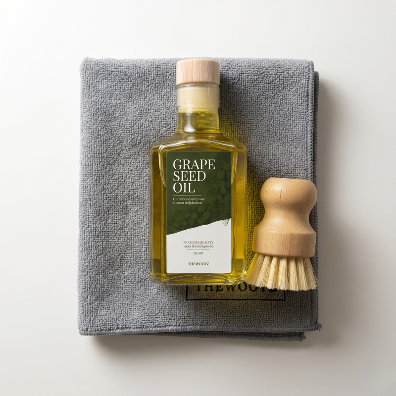 Snijplank onderhoudsset 250 ml, olie, doek en borstel - TheWootz
