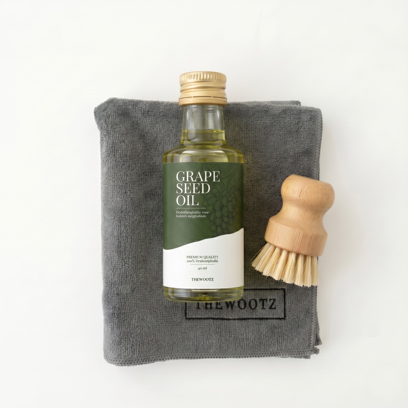 Snijplank onderhoudsset 40 ml, olie, doek en borstel - TheWootz